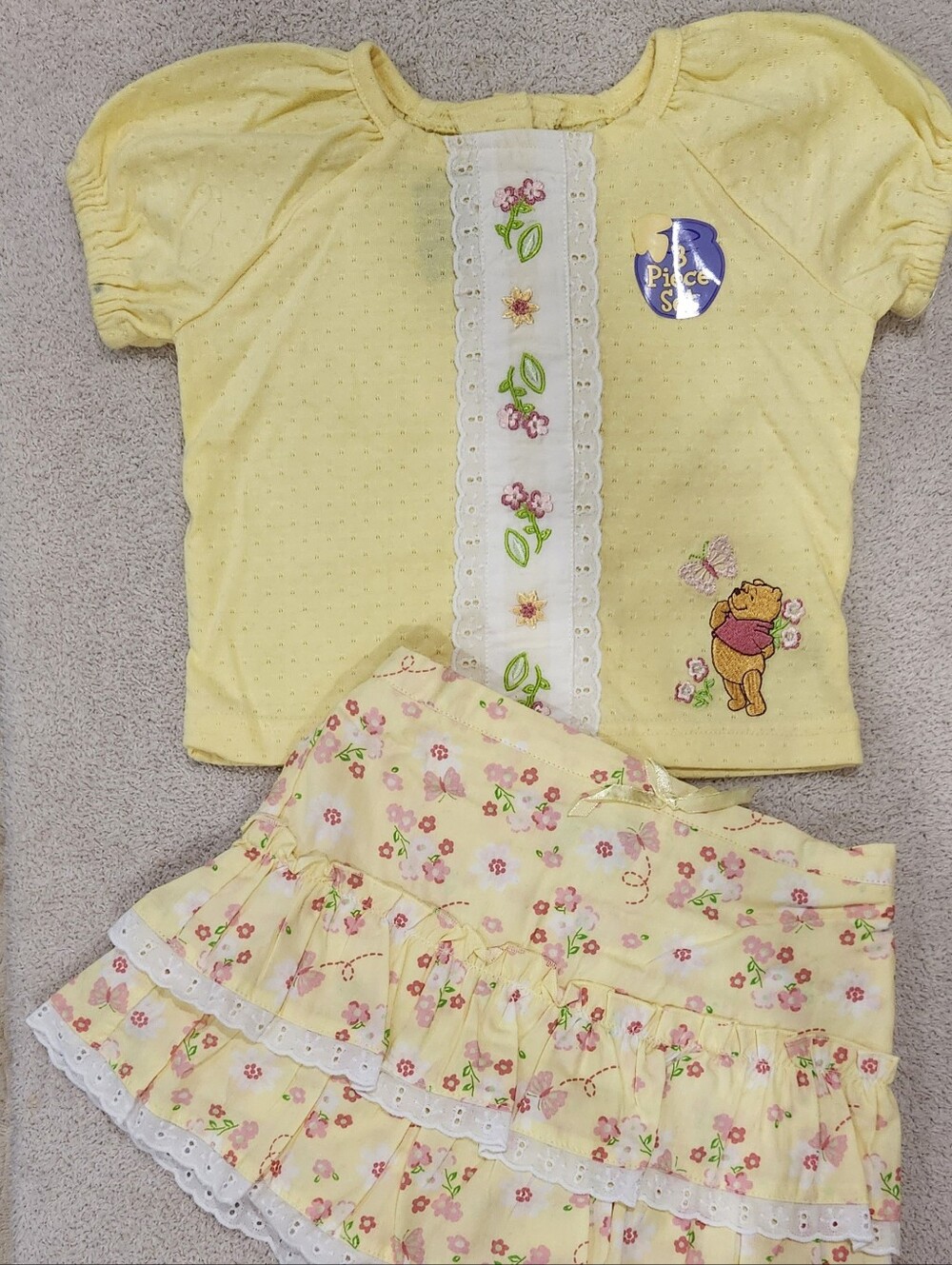 Disney - Winnie the Pooh 3-Pc Yellow Floral Skort Set - Picture 4 of 4